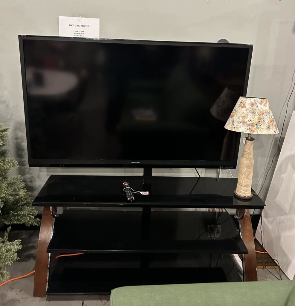 60” SHARP TV and Stand.